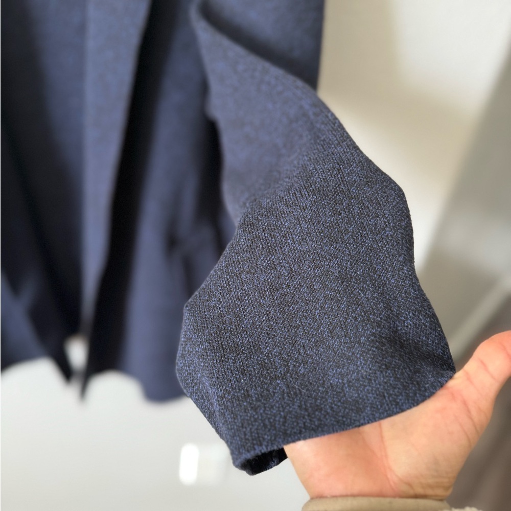ZARA Knit Navy Blue Open Front Cardigan Blazer | Thick Cozy Layer | Size M - Picture 4 of 10